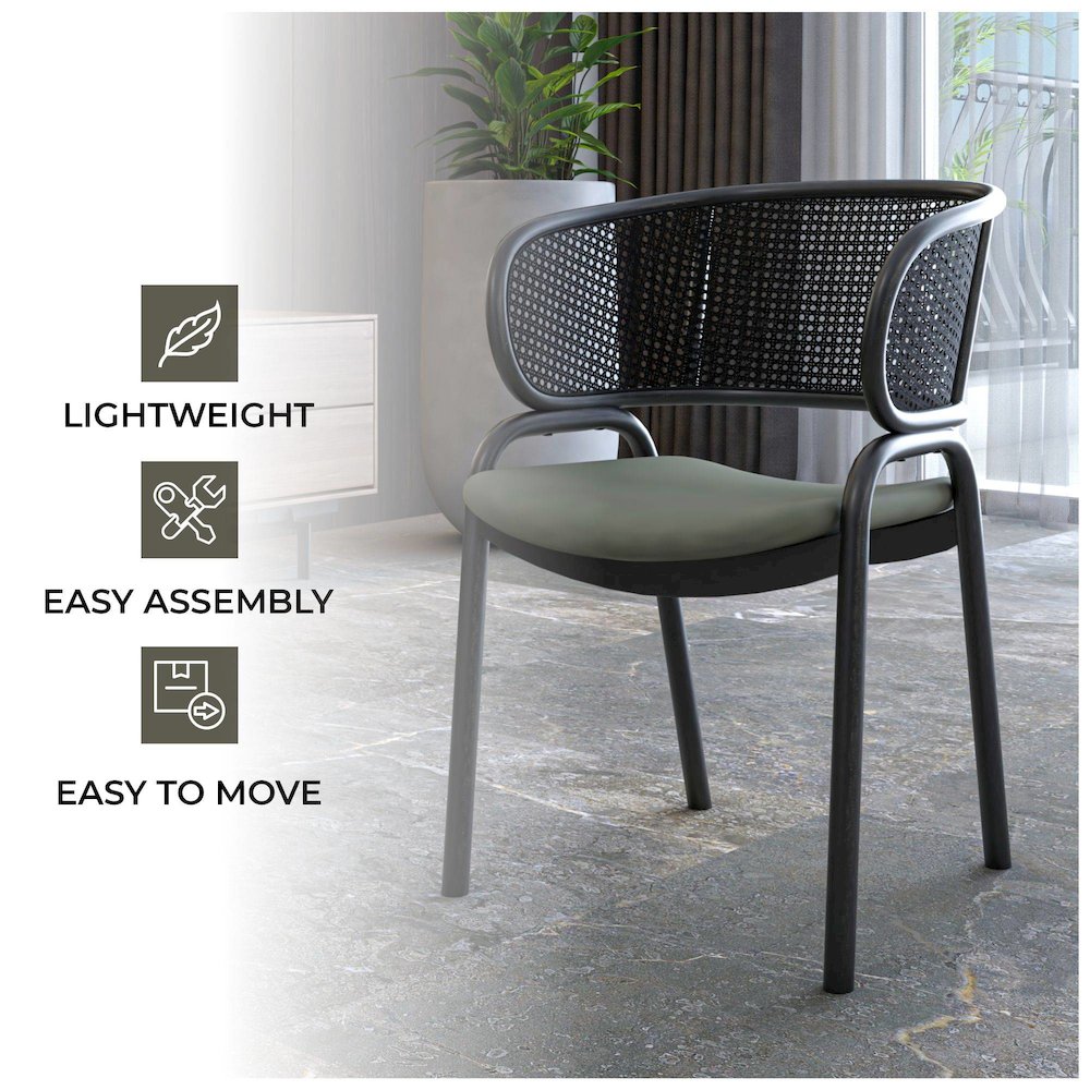 Ervilla Dining Armchair in Black Steel Frame Set of 4