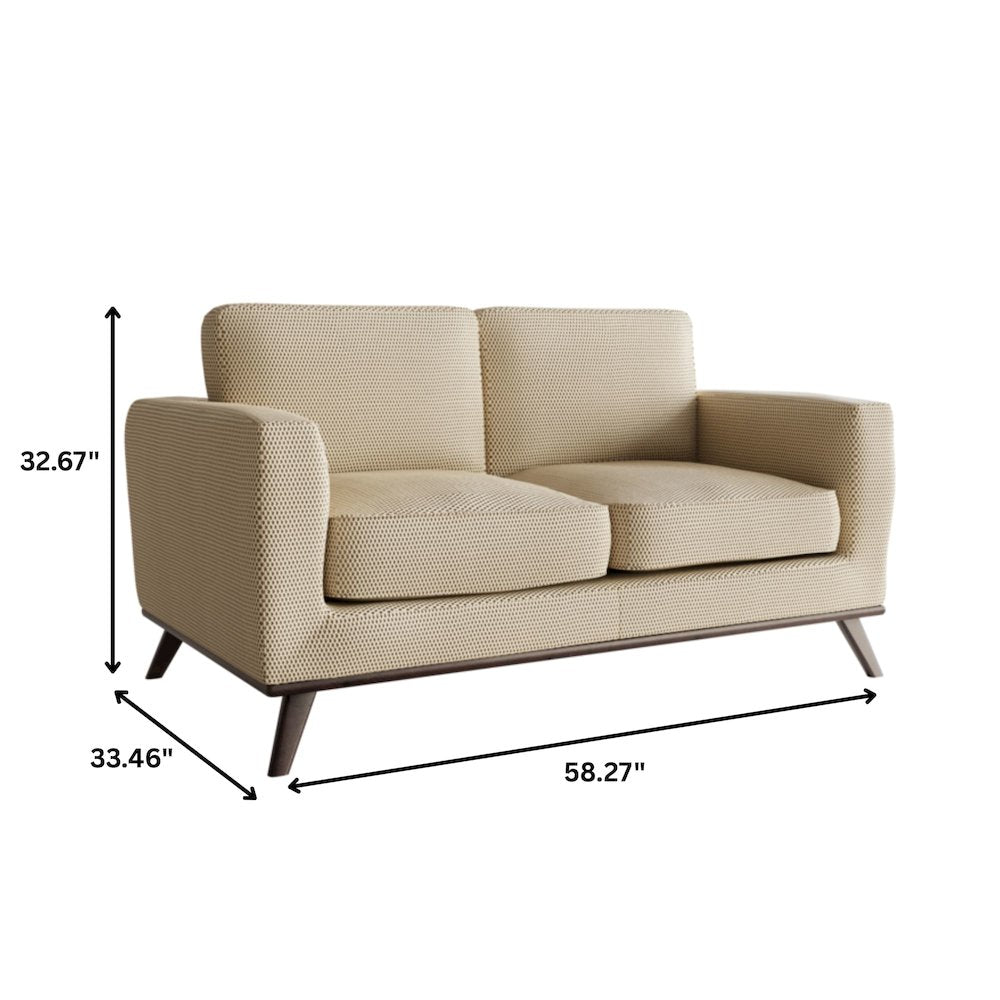Chester Modern Faux Leather Loveseat in Beige Mesh