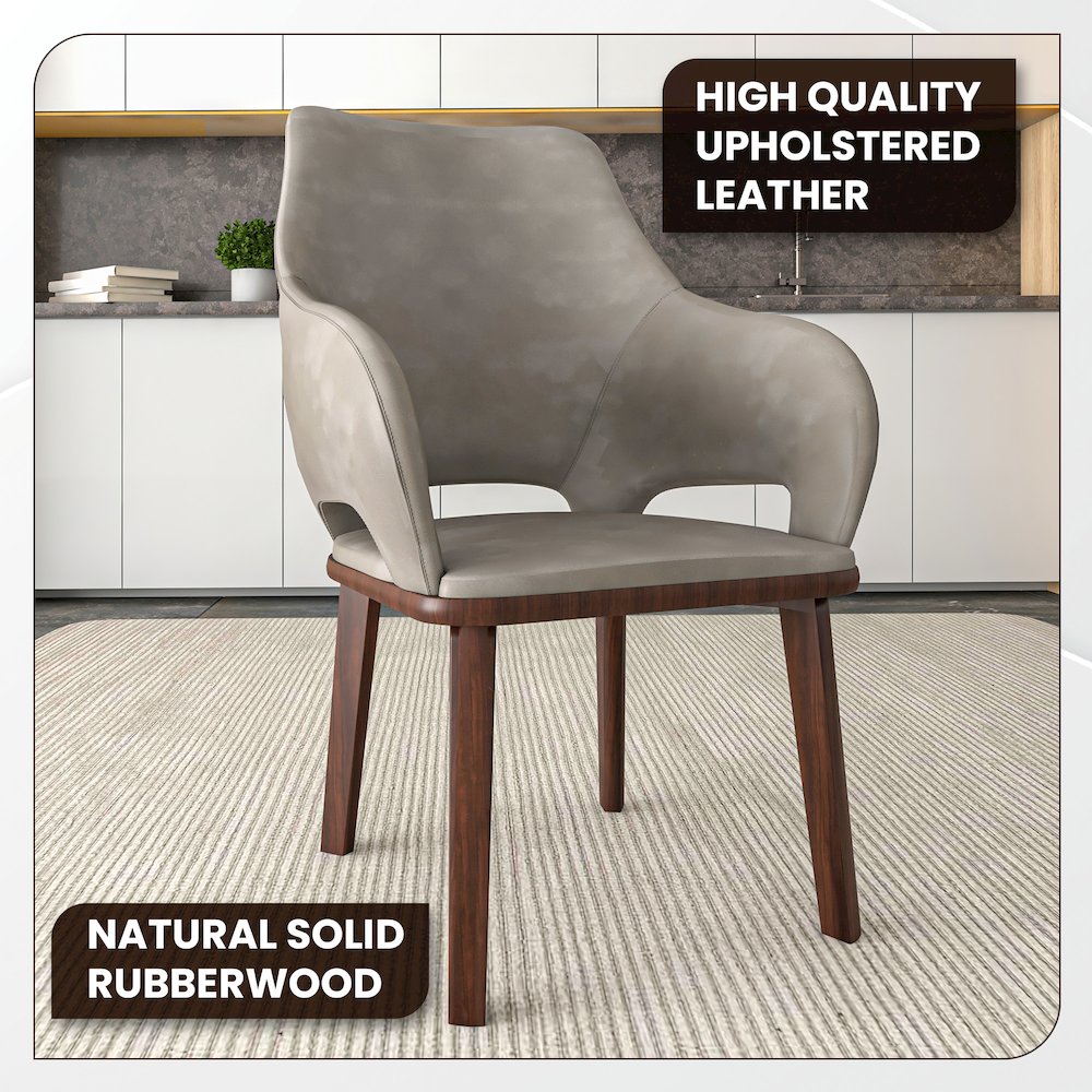 Vivara Collection Modern Dining Chair in Grey Set of 2