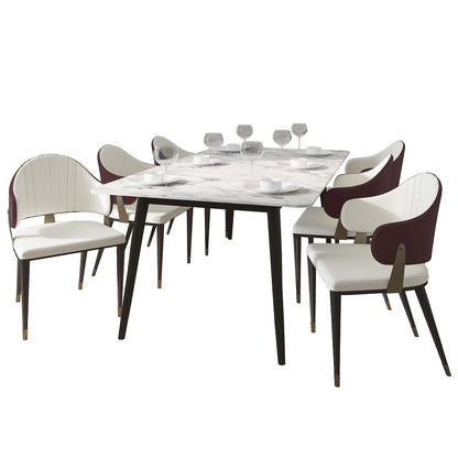 Zayle 7-Piece Dining Set with 55" Rectangular Dining Table in Red