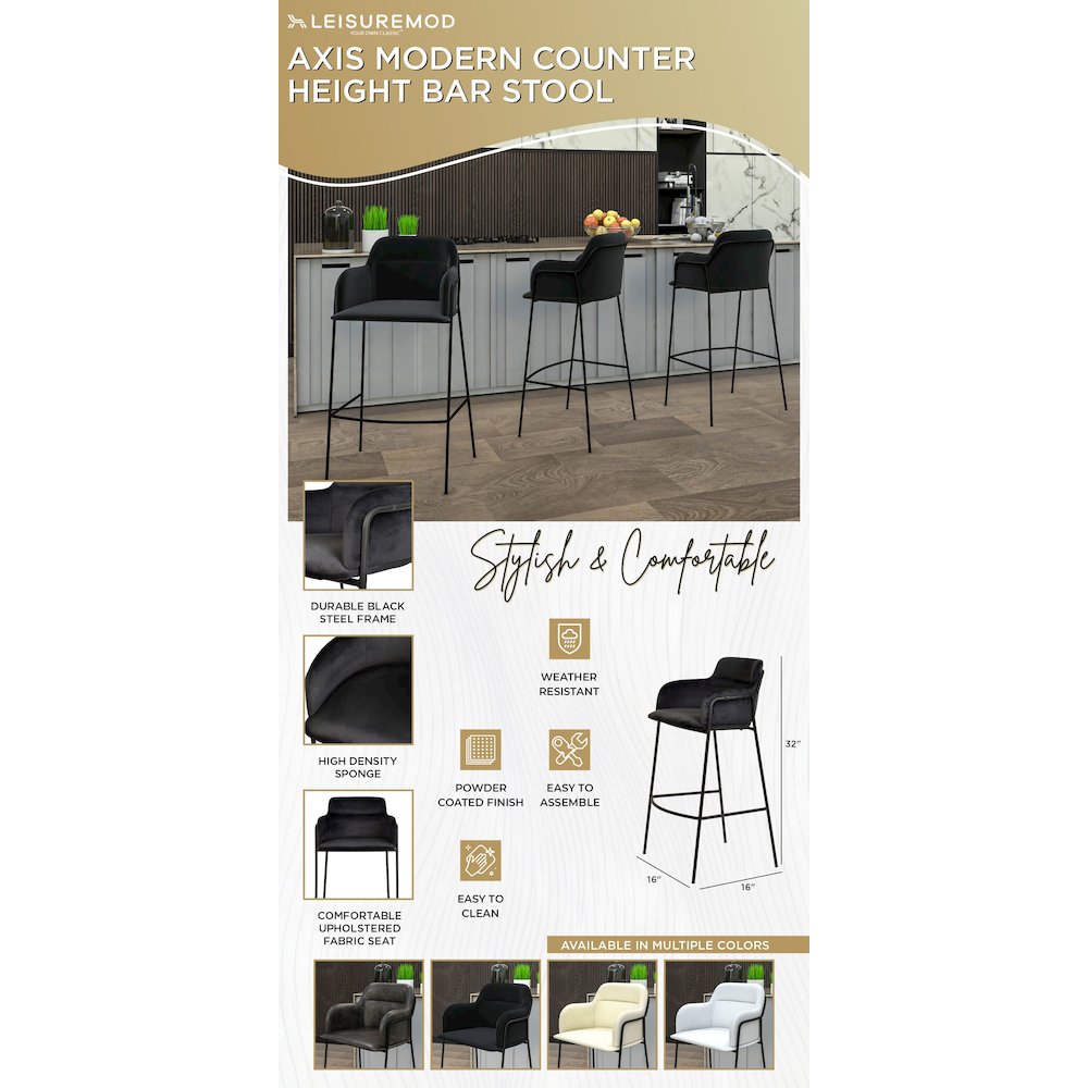 Axis Collection Modern Bar height Chair in Black