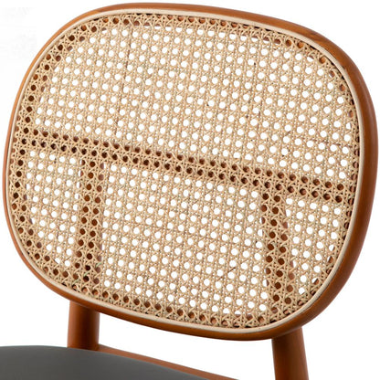 Holbeck Wicker Dining Chair with Upholstered Leather Seat and Beech Wood Legs