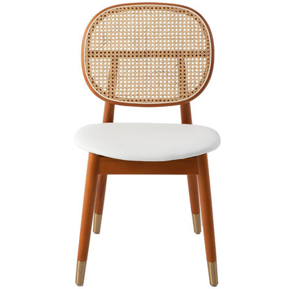 Holbeck Wicker Dining Chair with Upholstered Leather Seat and Beech Wood Legs