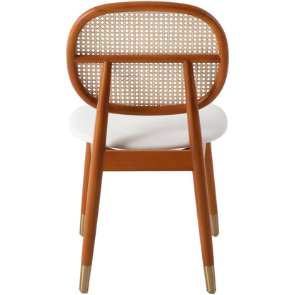 Holbeck Wicker Dining Chair with Upholstered Leather Seat and Beech Wood Legs