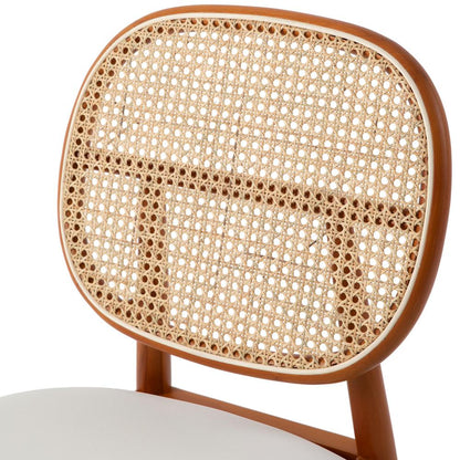 Holbeck Wicker Dining Chair with Upholstered Leather Seat and Beech Wood Legs