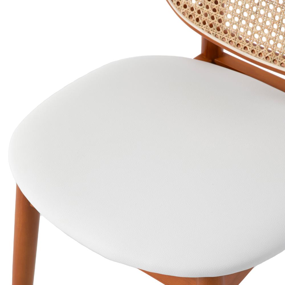 Holbeck Wicker Dining Chair with Upholstered Leather Seat and Beech Wood Legs