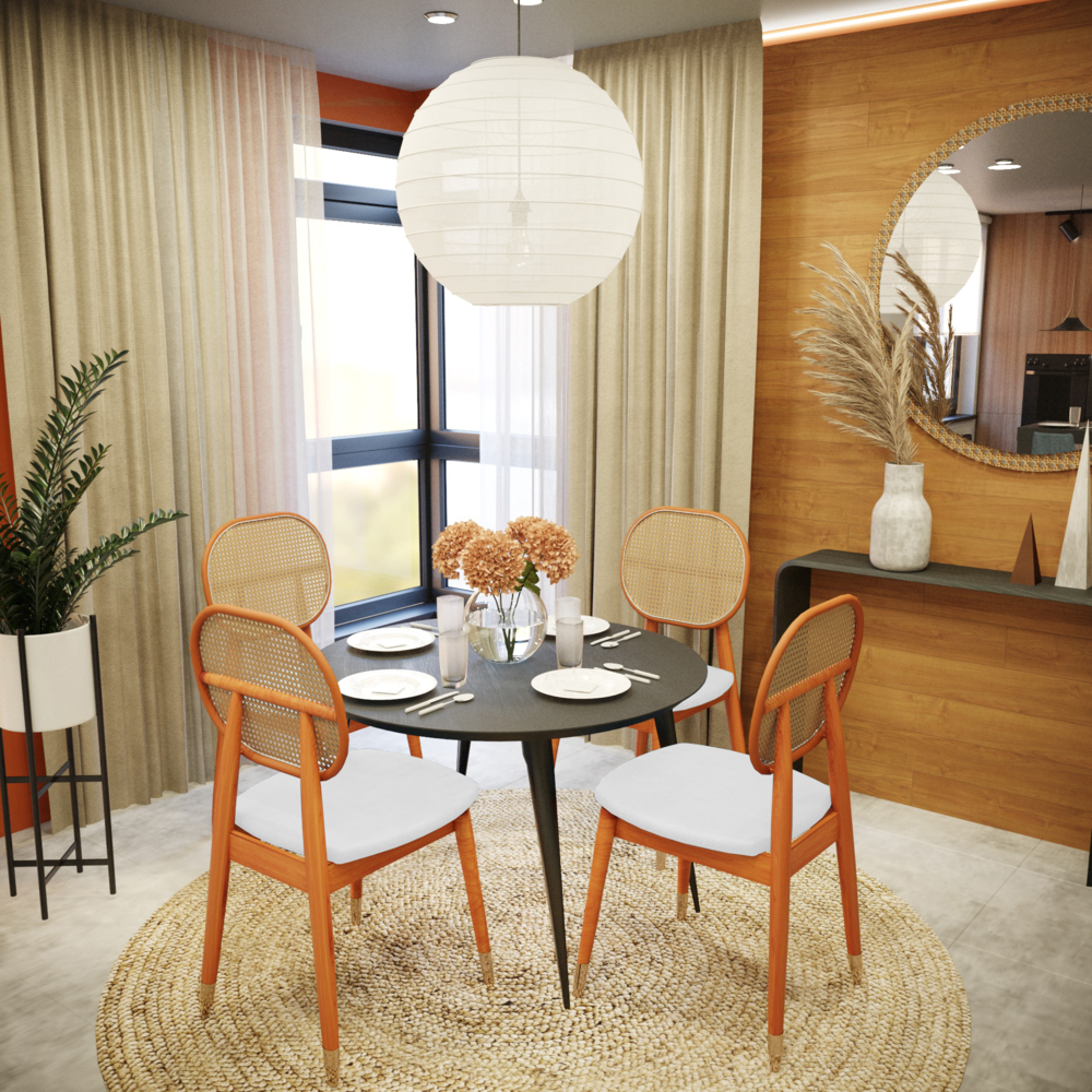 Holbeck Wicker Dining Chair with Upholstered Leather Seat and Beech Wood Legs