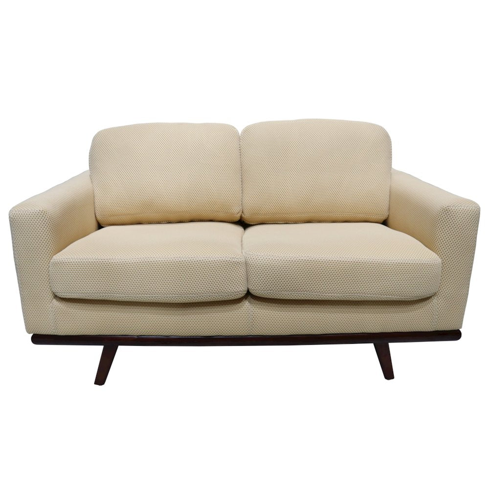 Chester Modern Faux Leather Loveseat in Beige Mesh