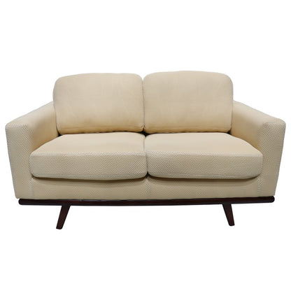 Chester Modern Faux Leather Loveseat in Beige Mesh