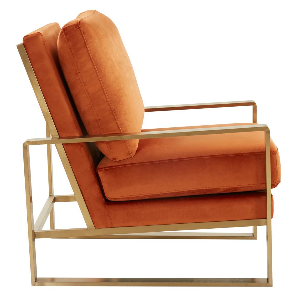 Jefferson Velvet Design Accent Armchair With Gold Brass Finish Frame