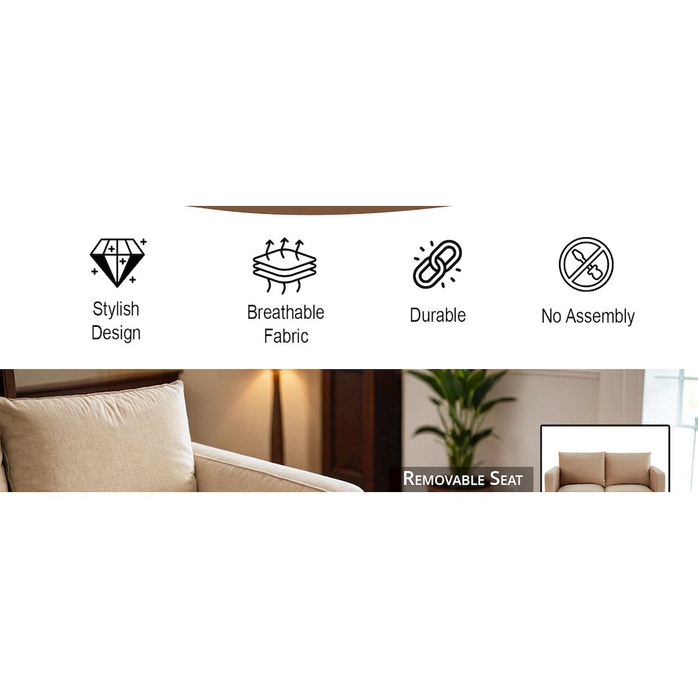Nervo Modern Mid-Century Upholstered Velvet Loveseat with Gold Frame