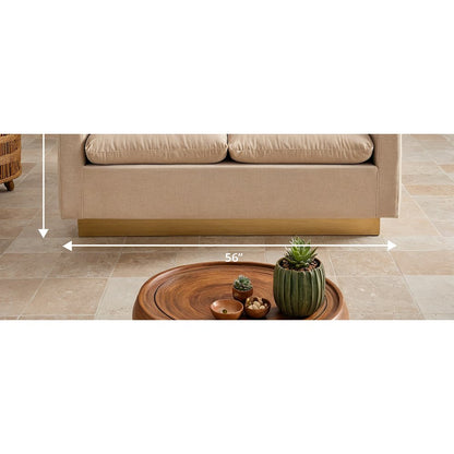 Nervo Modern Mid-Century Upholstered Velvet Loveseat with Gold Frame