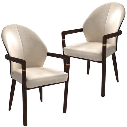 Opaline Series Elegant Wooden Dining Chair in Black Velvet and Toupe