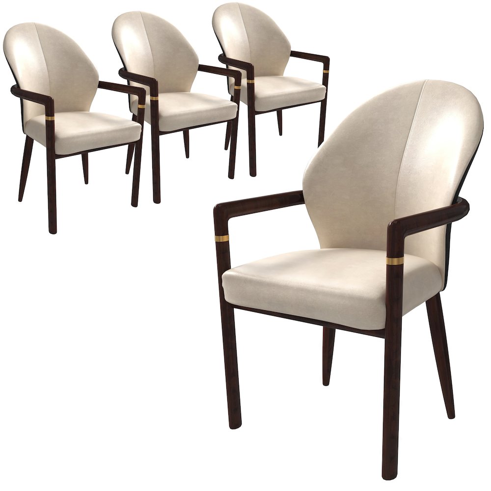 Opaline Series Elegant Wooden Dining Chair in Black Velvet and Toupe