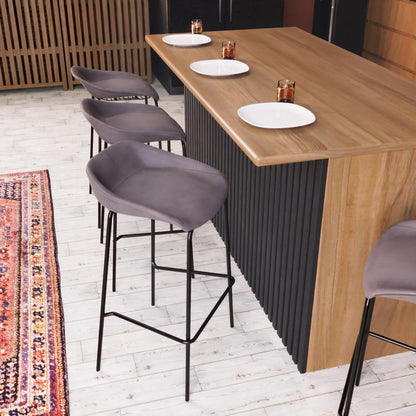 Barstool with Upholstered Faux Leather Seat and Powder Coated Iron Frame