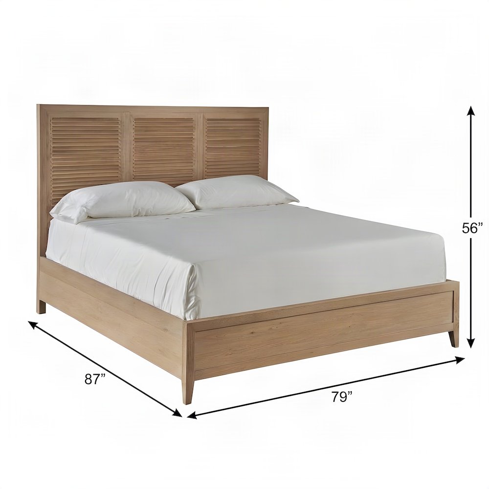 Hardwood King Platform Bed with Reversible Rails and Five Slats, Sand Dune