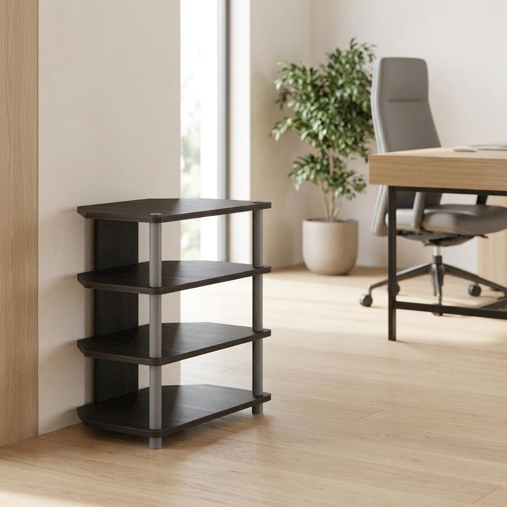Espresso 4-Tier TV Stand, Easy Assembly, Composite Wood Construction
