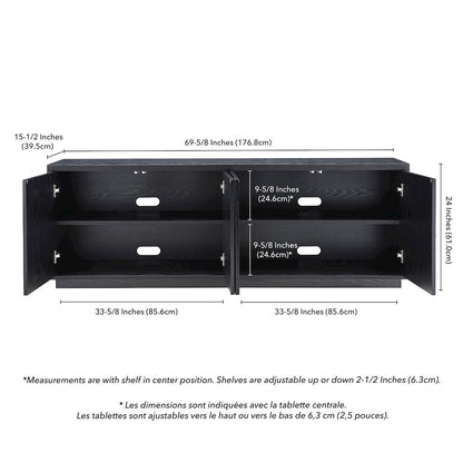 TV Stand for TVs up to 75",  2 Concealed Ribbed Storage Cabinets, Natural Black
