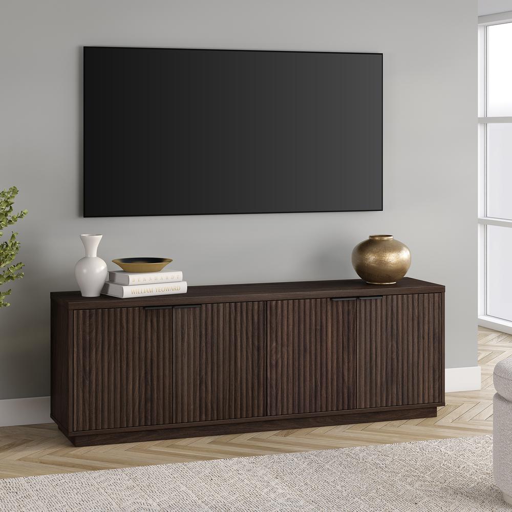 Mansfield Rectangular TV Stand for TV's up to 78" in Alder Brown