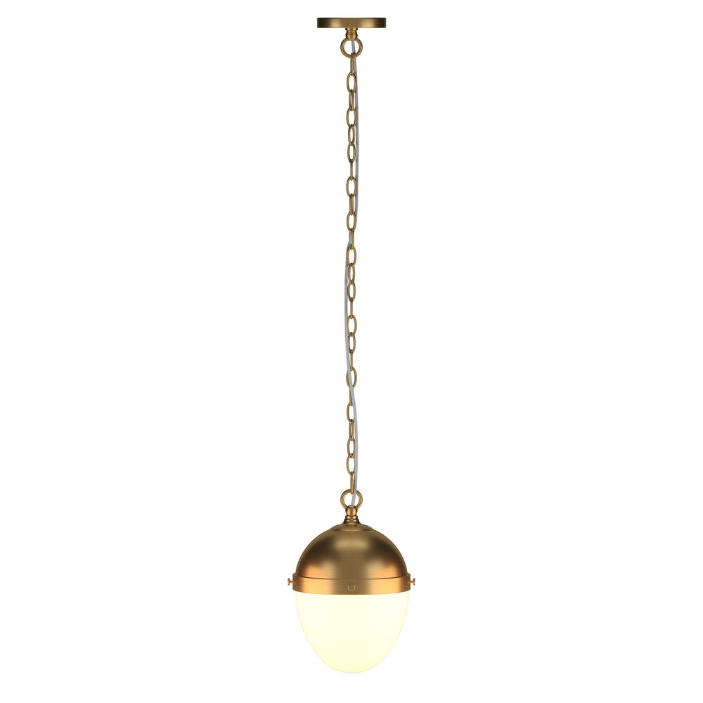 Aurelia 8" Wide Pendant with Glass Shade in Brass/White Milk