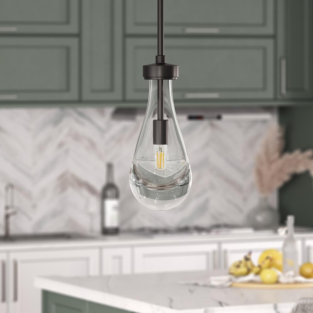Twyla 5" Wide Pendant with Glass Shade in Blackened Bronze/Clear