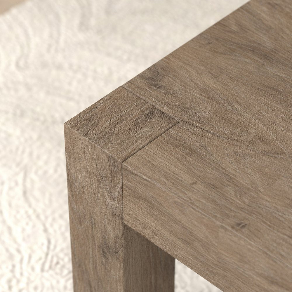 34" Square Coffee Table with Wood Top, Weathered Gray