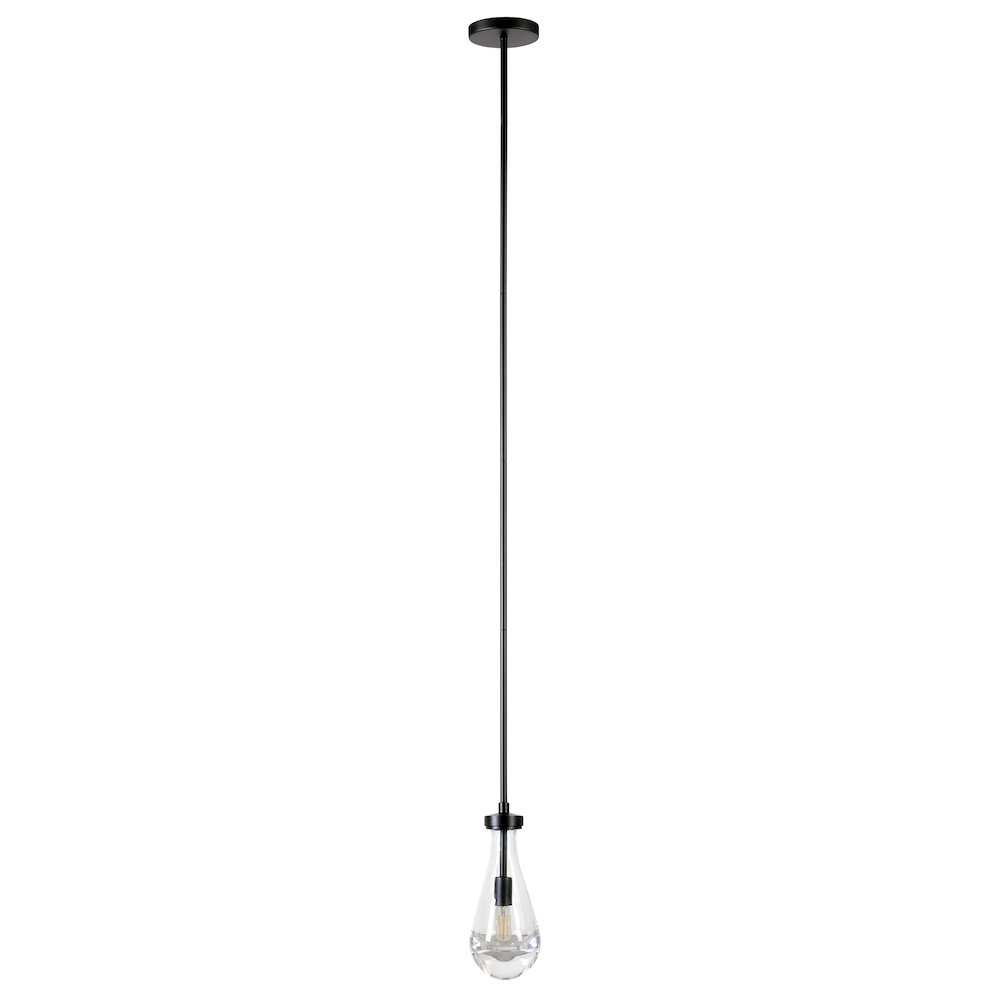 5" Dimmable Pendant Light Fixture with Glass Shade and Height up to 4.5', Black