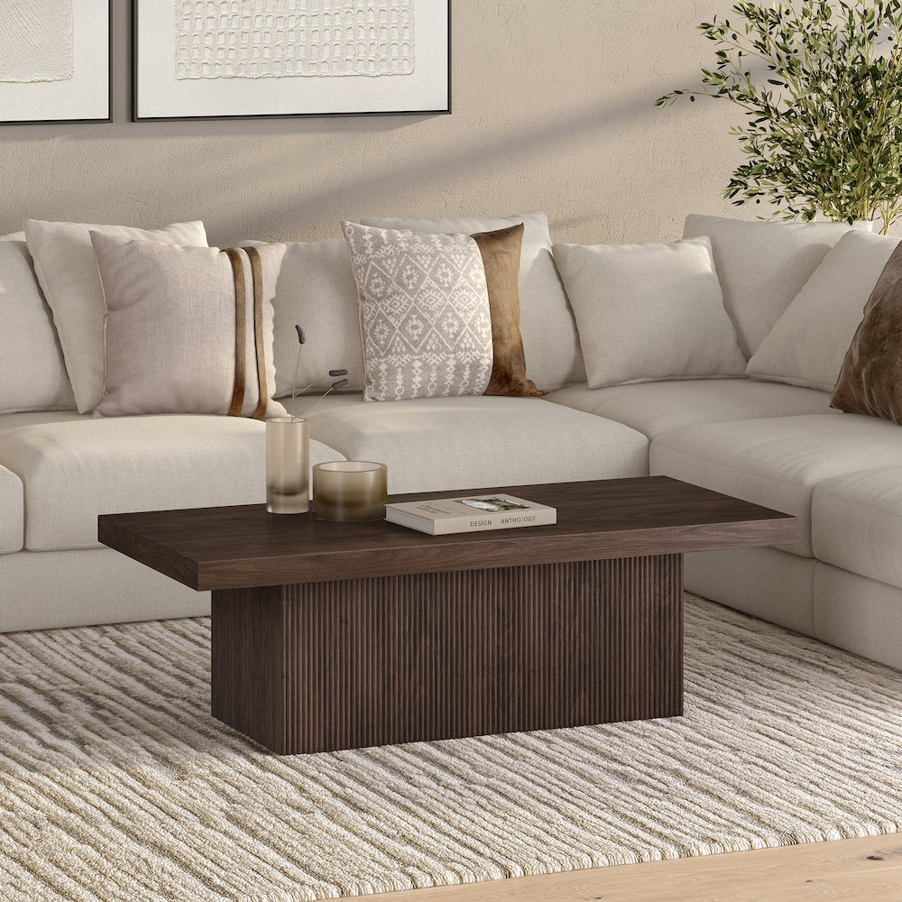 Torren 48" Wide Rectangular Coffee Table in Alder Brown