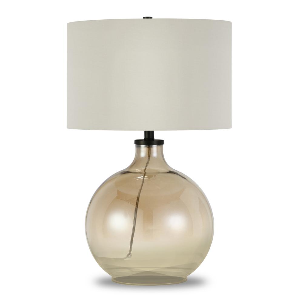 Laelia 24.75" Tall Table Lamp with Fabric Shade in Gold Luster Glass/White
