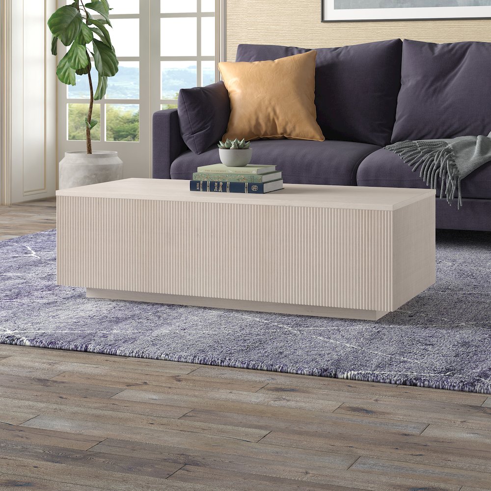 Reyes 48" Wide Rectangular Coffee Table in Alder White
