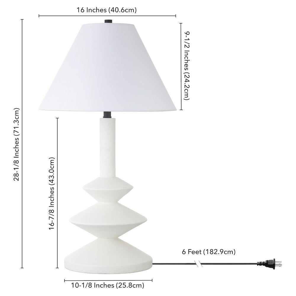 Abilene 28" Tall Triple Gourd Lamp with Fabric Shade in Matte White/White
