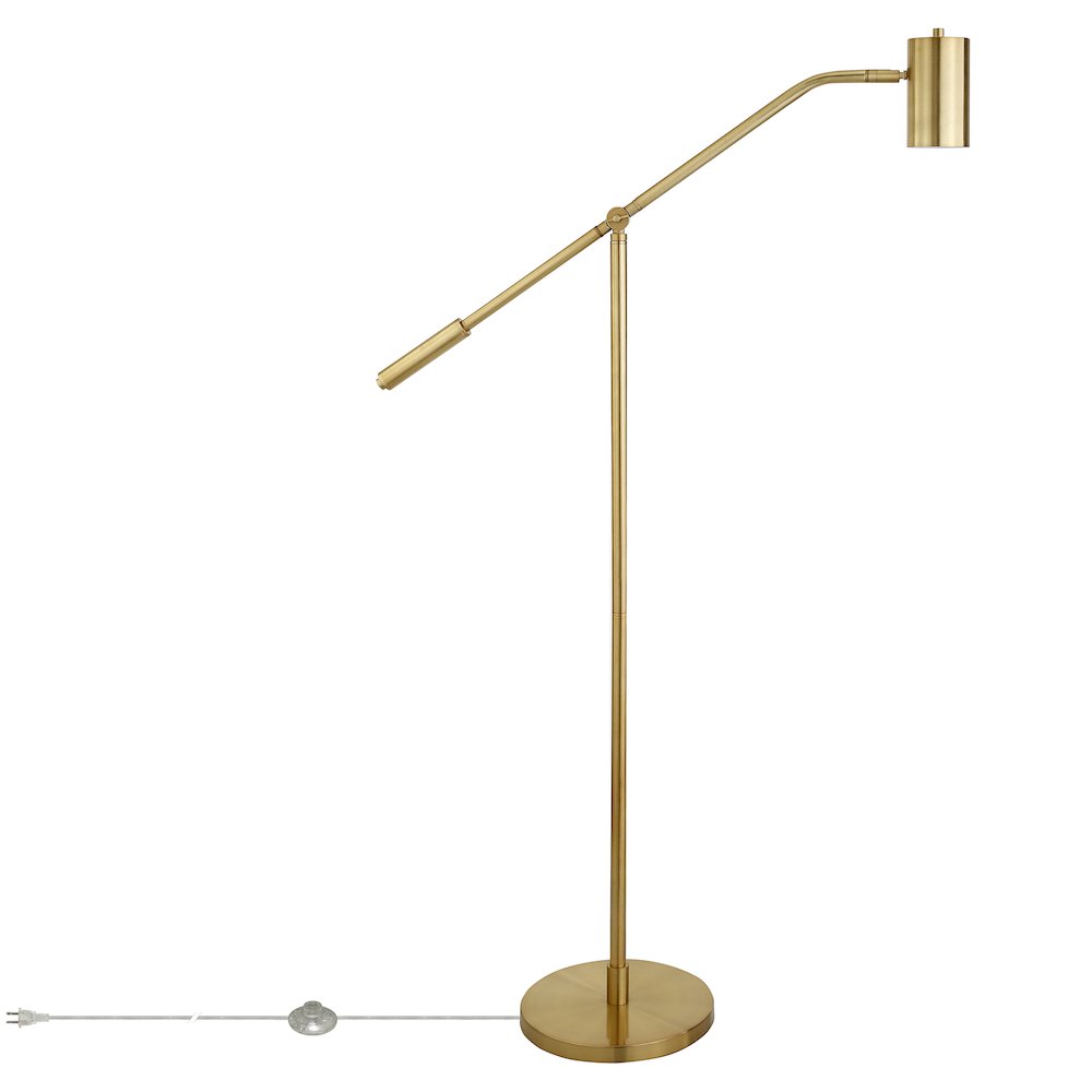 Willis Pharmacy Floor Lamp with Metal Shade in Brass/Brass