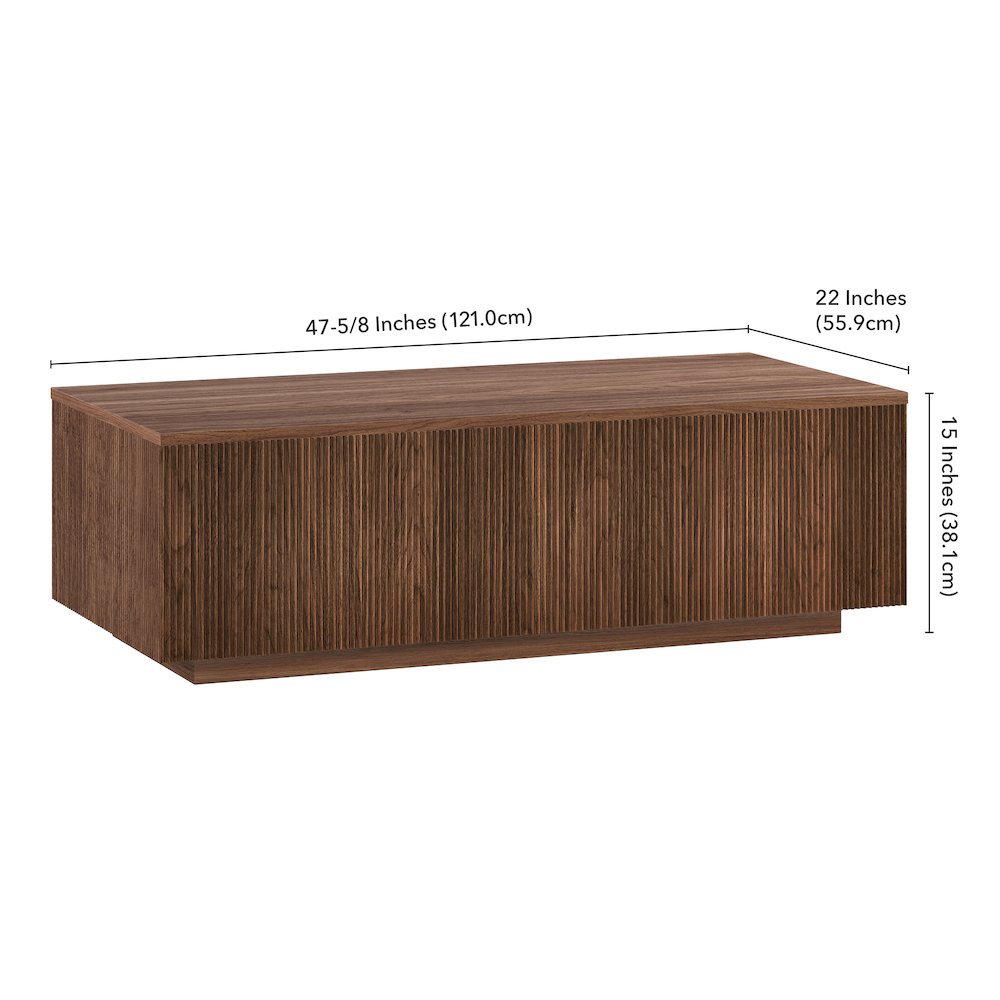 Reyes 48" Wide Rectangular Coffee Table in Satin Walnut