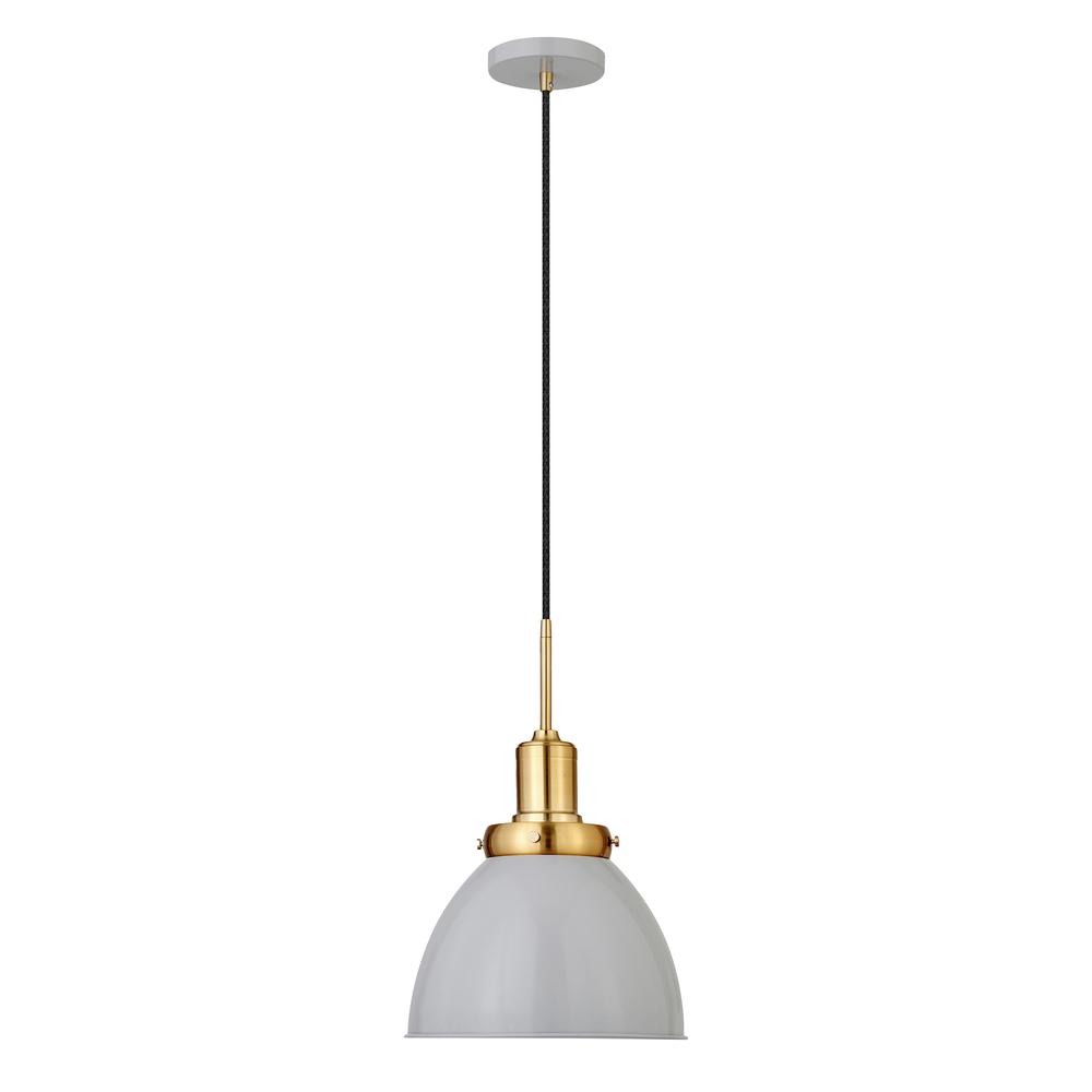Madison 12" Wide Pendant with Metal Shade in Matte Gray/Brass /Matte Gray