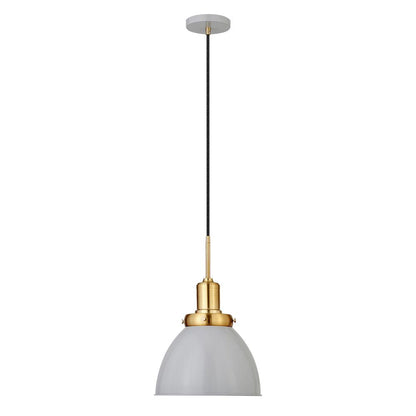Madison 12" Wide Pendant with Metal Shade in Matte Gray/Brass /Matte Gray