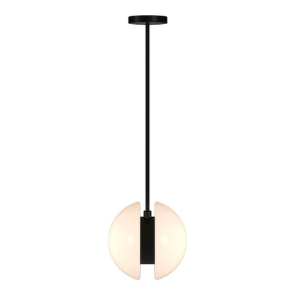Kyriana 10" Wide 2-Light Pendant with Glass Shade in Matte Black/White