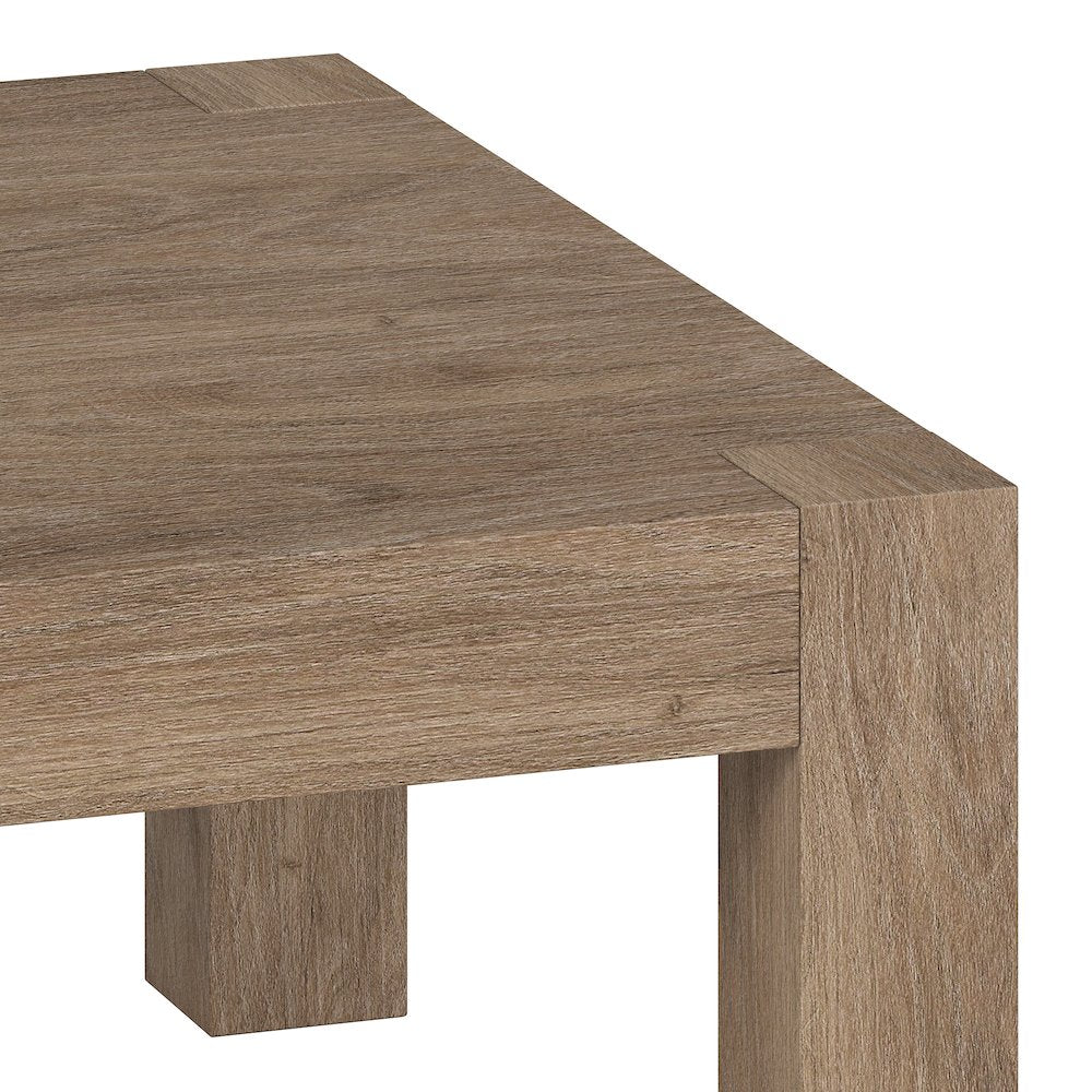 34" Square Coffee Table with Wood Top, Weathered Gray