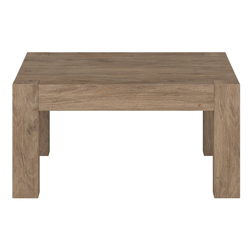 34" Square Coffee Table with Wood Top, Weathered Gray
