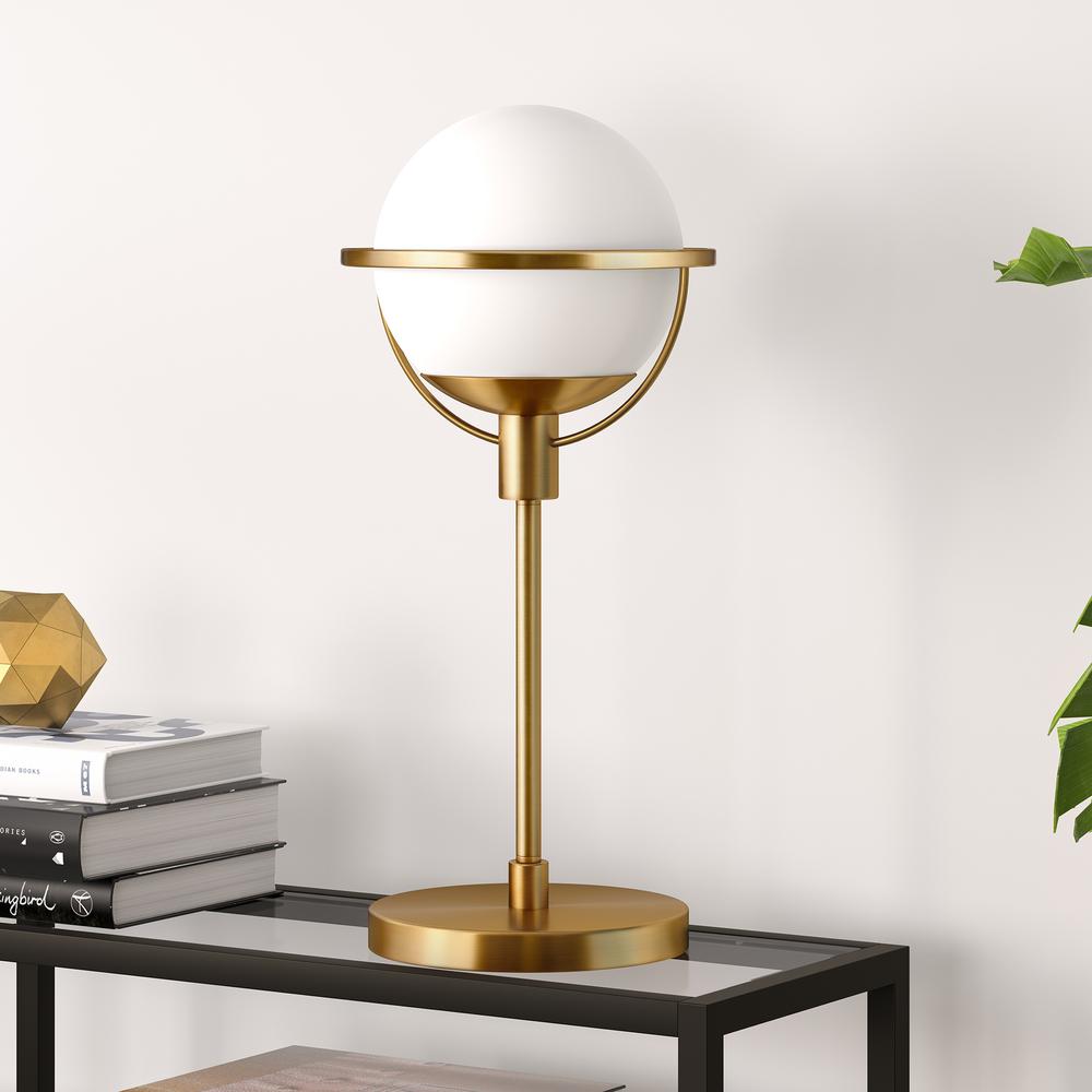 Cieonna 21" Tall Globe & Stem Table Lamp with Glass Shade in Brass/Clear