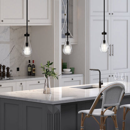 5" Dimmable Pendant Light Fixture with Glass Shade and Height up to 4.5', Black