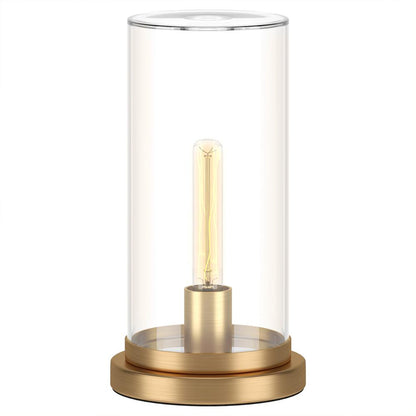 Perabo 13" Tall Uplight Mini Lamp with Glass Shade in Brushed Brass/Clear