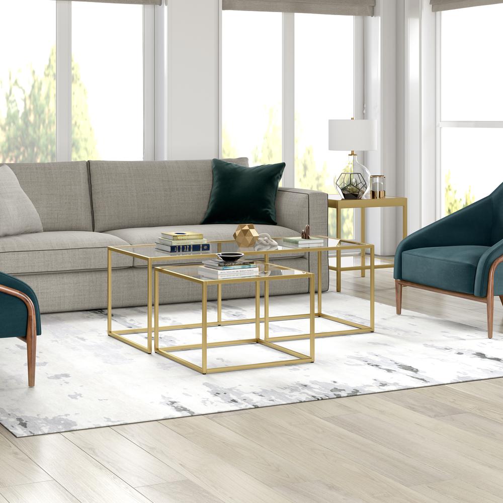 Kennedy Rectangular Nested Coffee Table in Brass