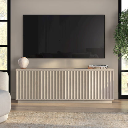 Bourne Rectangular Fluted TV Stand for TV's up to 75" in Alder White