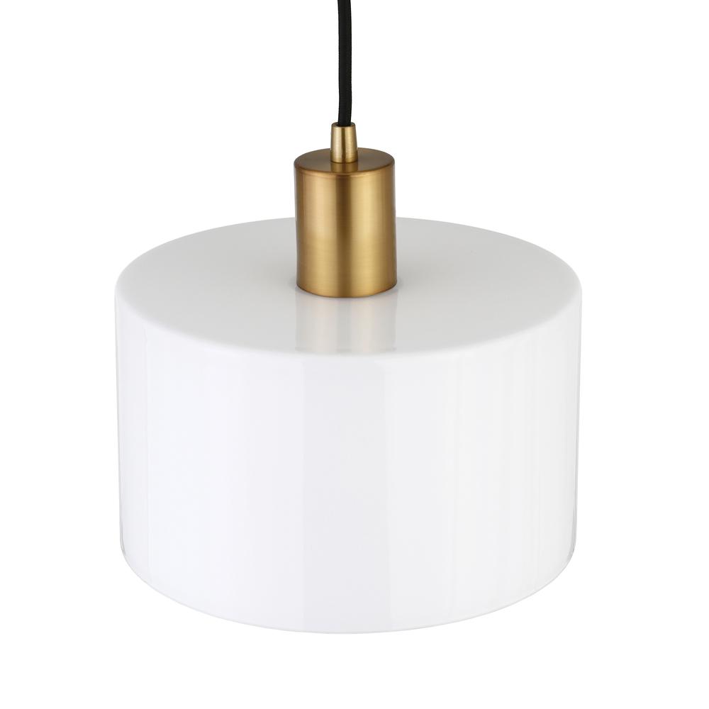 Henri 10" Wide Pendant with Glass Shade in Brass/White Milk