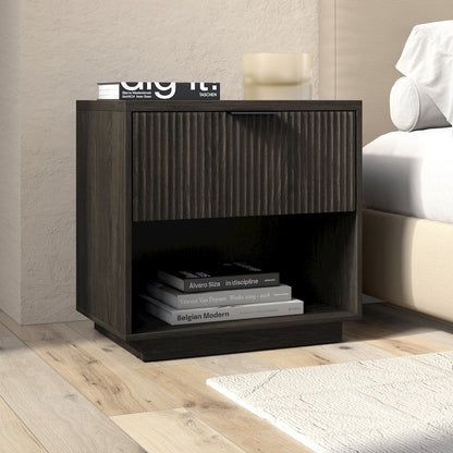 Karten 24" Wide Rectangular Fluted Nightstand in Alder Brown