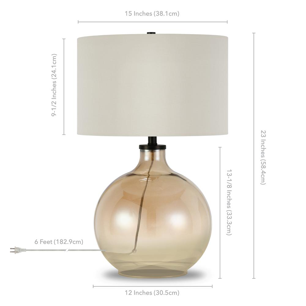 Laelia 24.75" Tall Table Lamp with Fabric Shade in Gold Luster Glass/White