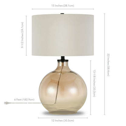 Laelia 24.75" Tall Table Lamp with Fabric Shade in Gold Luster Glass/White
