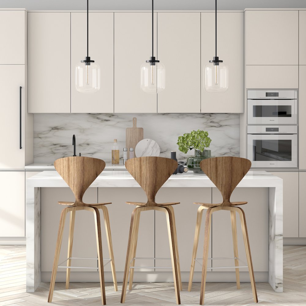 9" Pendant Light Fixture with Glass Globe Shade and 8' Adjustable Cord, Black