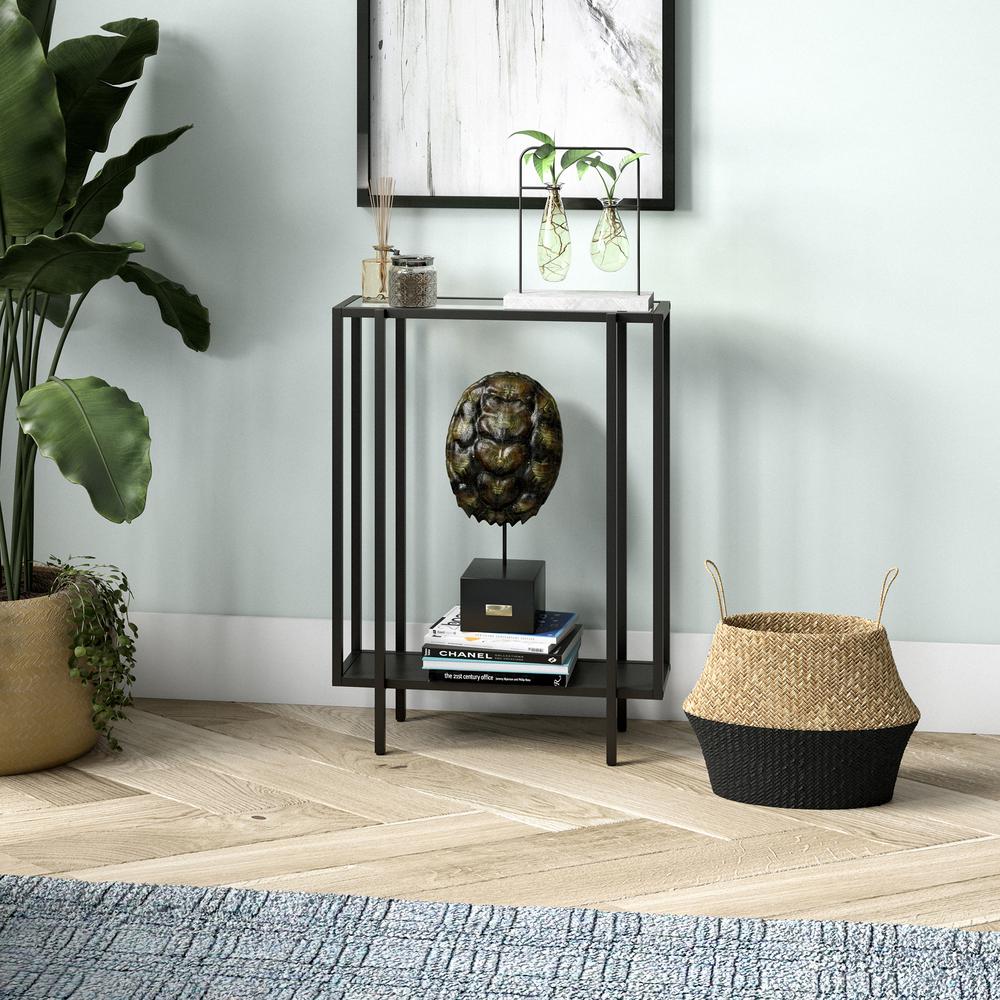 Vireo 22'' Wide Rectangular Console Table with Metal Shelf in Blackened Bronze