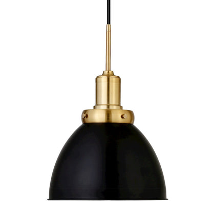 12" Industrial Two-Toned Pendant Light Fixture with  Shade and 8', Ebony/Gold